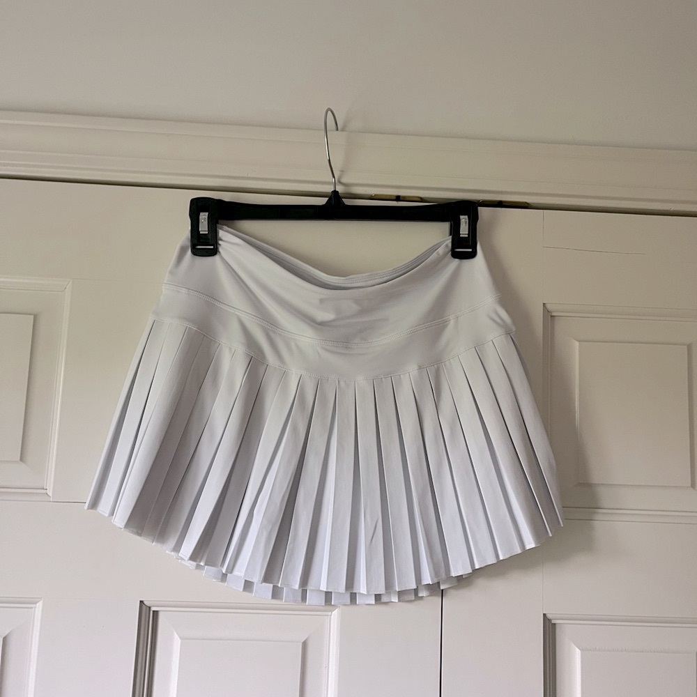White Mini Skater Skirt with Pleats